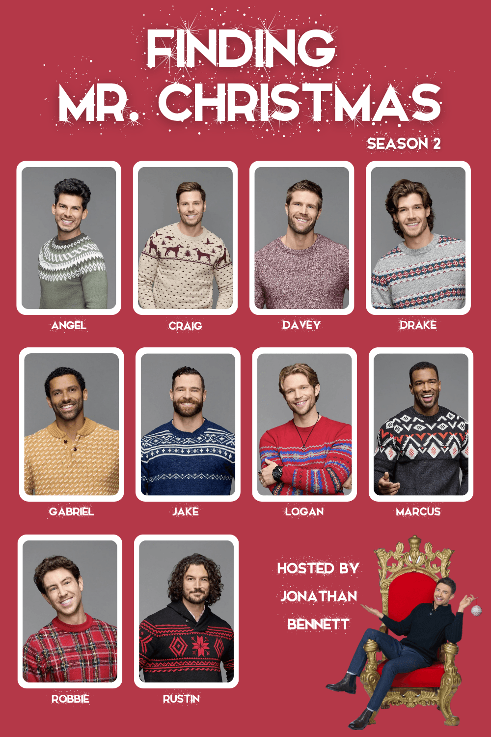 The ten contestants of Finding Mr. Christmas Season 2 | Hallmark Channel