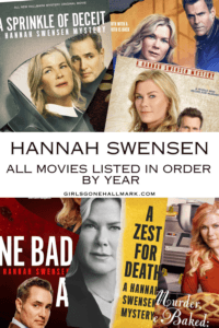 We've got the entire catalog of Hannah Swensen movies listed in order by the year they were released, including Murder, She Baked through the new movies starring Victor Webster. #HannahSwensen
