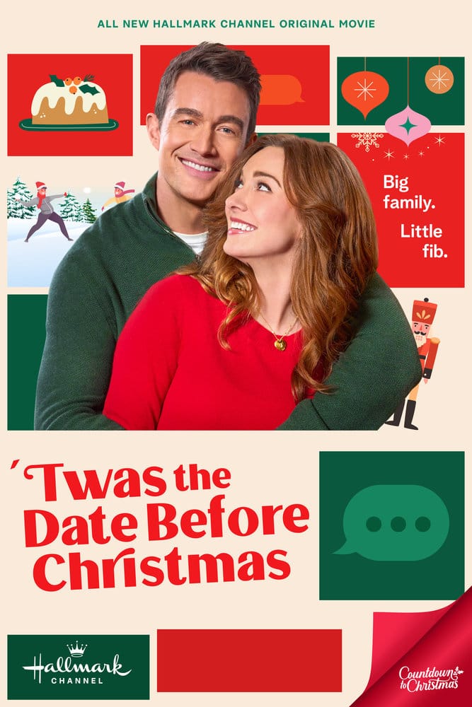 Twas the Date Before Christmas movie poster | Hallmark Countdown to Christmas 2024 | Starring Robert Buckley and Amy Groening.