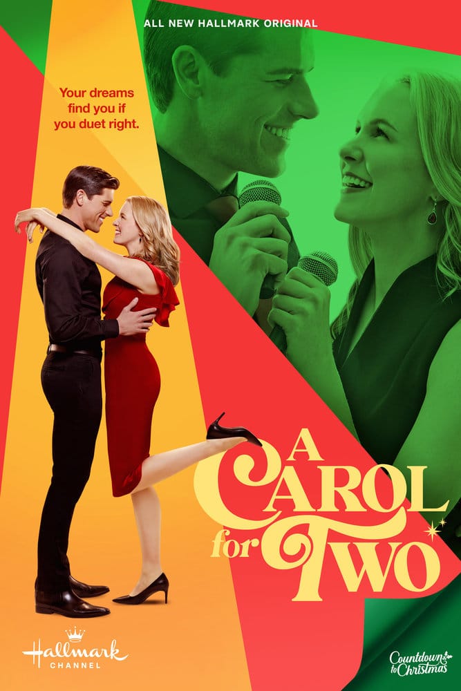 A Carol For Two Hallmark movie poster | Hallmark's Countdown to Christmas 2024 movie | Starring Ginna Claire Mason and Jordan Litz.