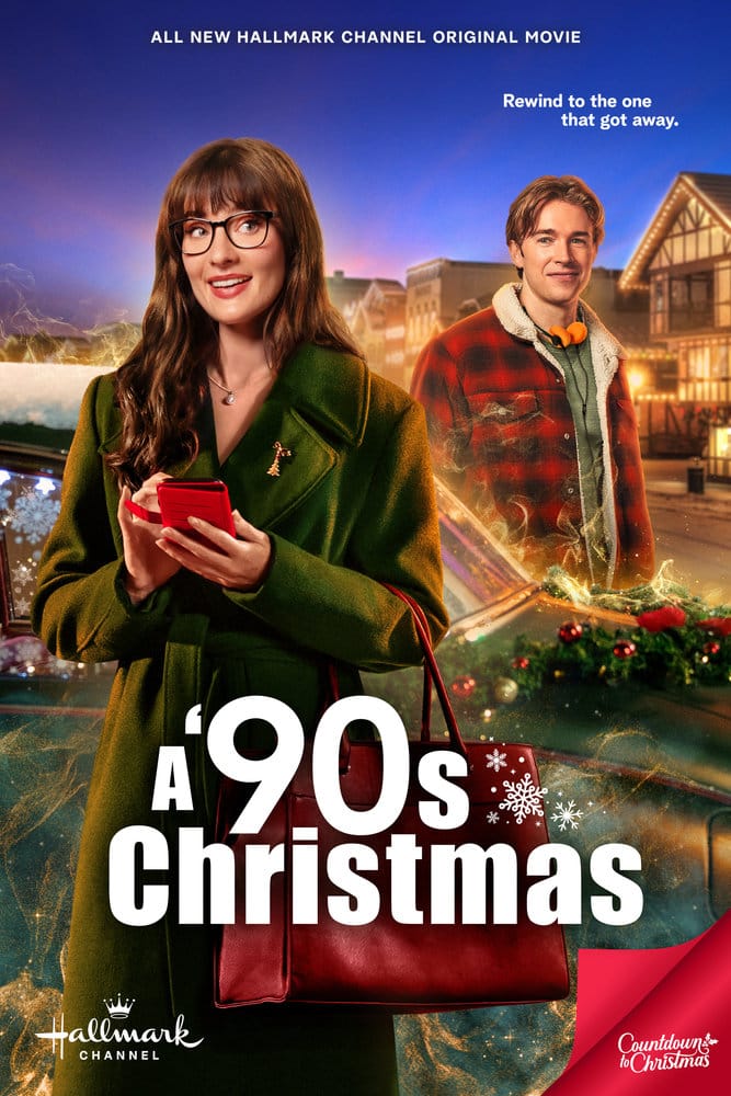A '90s Christmas movie poster | Hallmark Countdown to Christmas 2024 | Starring Eva Bourne and Chandler Massey