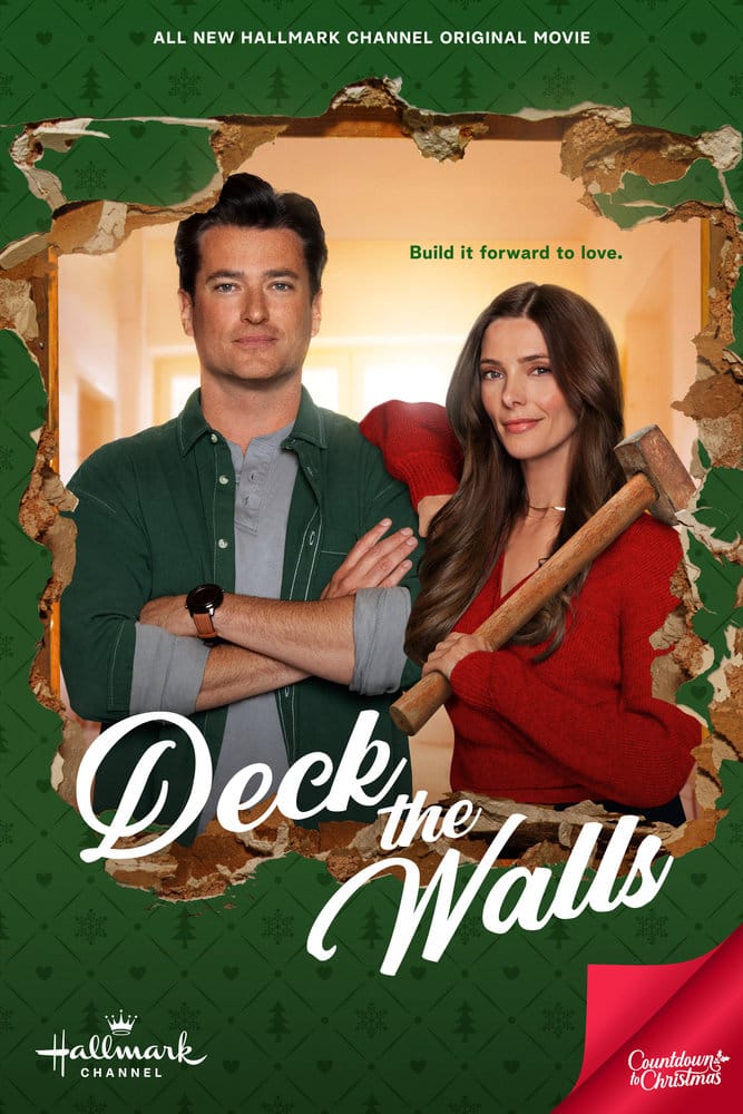 Deck the Walls Hallmark movie poster | Hallmark Countdown to Christmas 2024 | Starring Wes Brown, Ashley Greene, story by Danny Pellegrino.