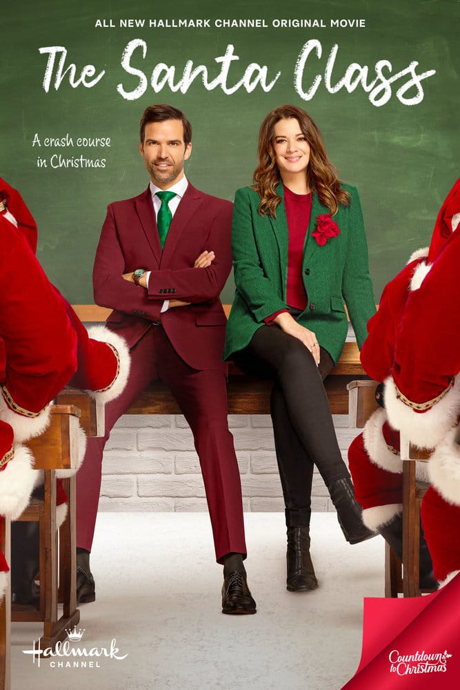 The Santa Class movie poster | Hallmark Countdown to Christmas 2024 | Starring Kimberley Sustad, Benjamin Ayres, Paul Campbell | story about a woman who runs a Santa school.