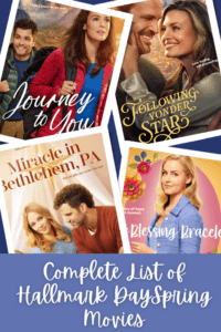 Explore the complete list of Hallmark DaySpring movies, how the faith-based series began, and which actors and writers appear in these Hallmark films. #DaySpring #HallmarkChannel #FaithBasedMovies