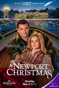 A Newport Christmas (Hallmark Channel, 2025) movie poster | Wes Brown and Ginna Claire Mason star in A Newport Christmas, a time-travel romance set in charming coastal Rhode Island. Part of the 2025 Countdown to Christmas line up.
