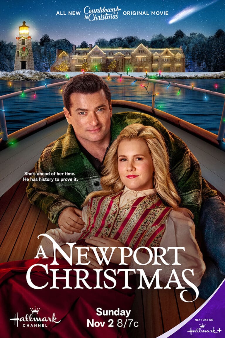 A Newport Christmas (Hallmark Channel, 2025) movie poster | Wes Brown and Ginna Claire Mason star in A Newport Christmas, a time-travel romance set in charming coastal Rhode Island. Part of the 2025 Countdown to Christmas line up.
