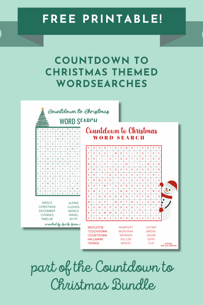 Countdown to Christmas Printable Word Searches