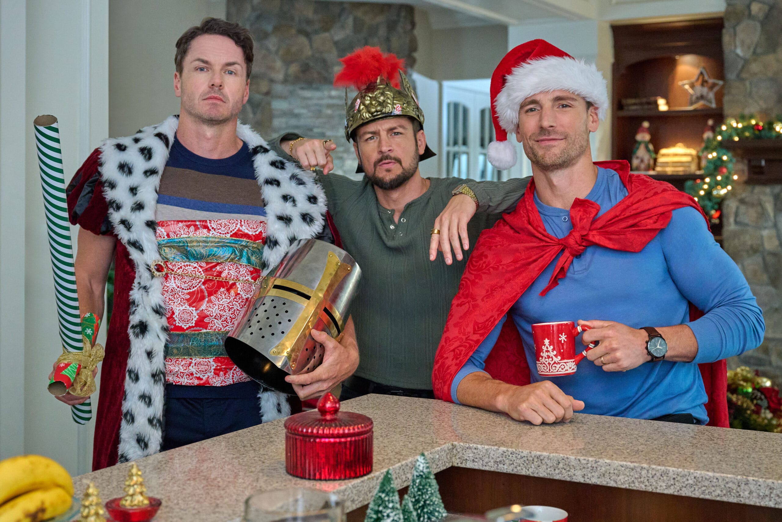 Three Wisest Men photos (Hallmark Channel 2025) starring Tyler Hynes, Andrew Walker, and Paul Campbell. | The Brenner brothers return in Three Wisest Men as Luke, Taylor, and Stephan face family chaos, new challenges, and the most festive Christmas yet.