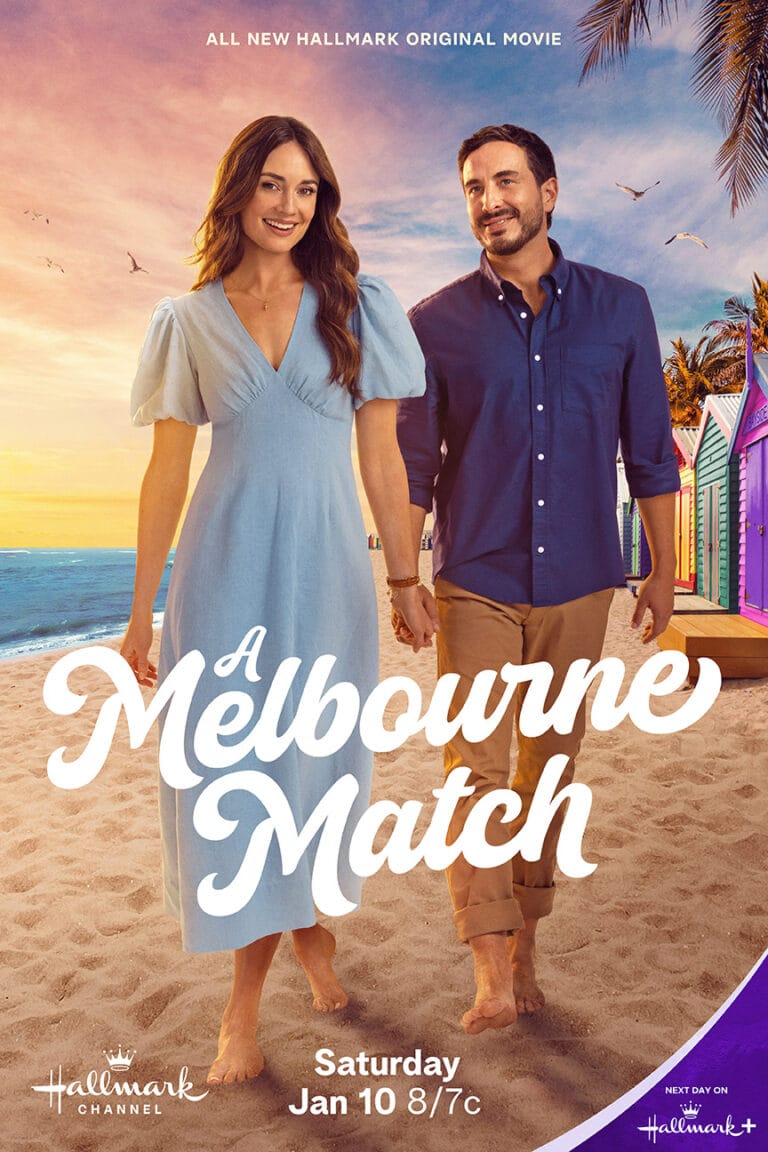 A Melbourne Match movie poster (Hallmark Channel - 2026) | A Melbourne Match sends Hallmark down under with travel vibes, a slow-burn romance, and Aussie charm starring Mallory Jansen and Ryan Corr.